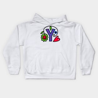 Letter Y abc monogram hand drawn colorful alphabet Kids Hoodie